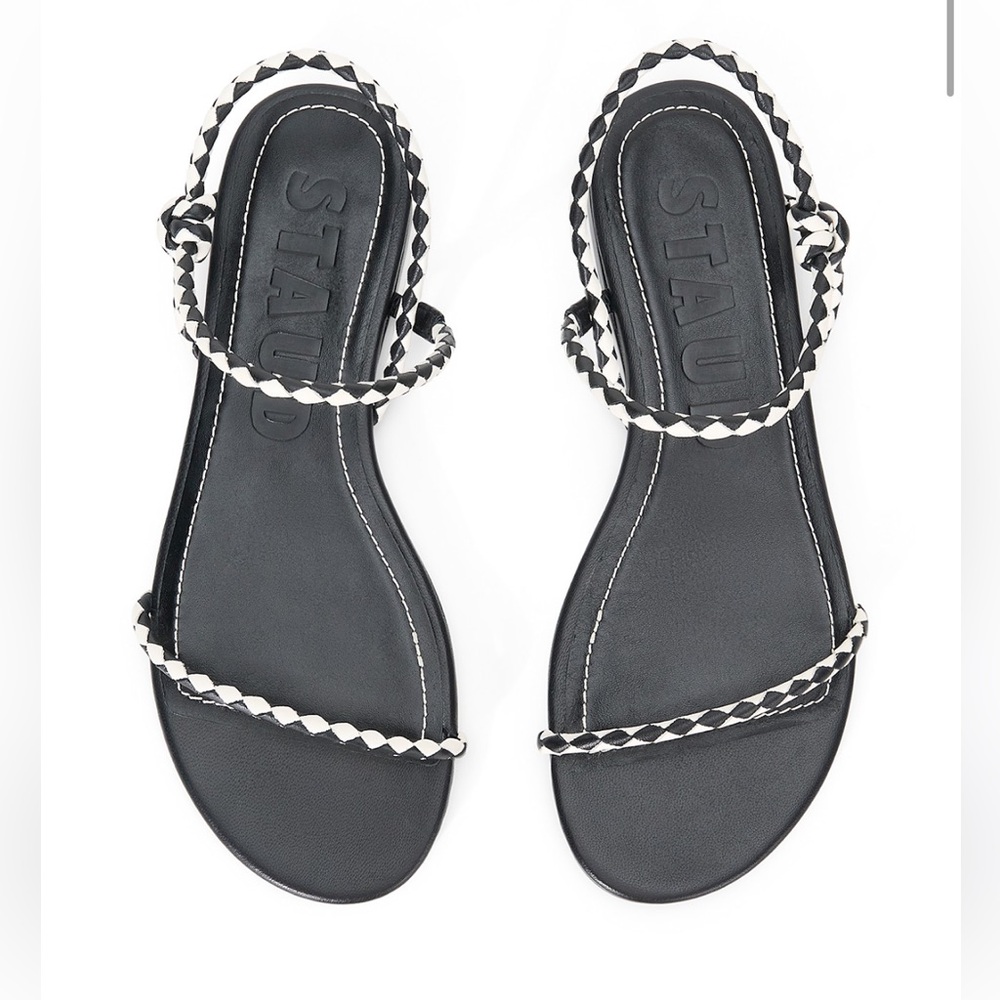 STAUD Monochrome Braided Strap Sandals